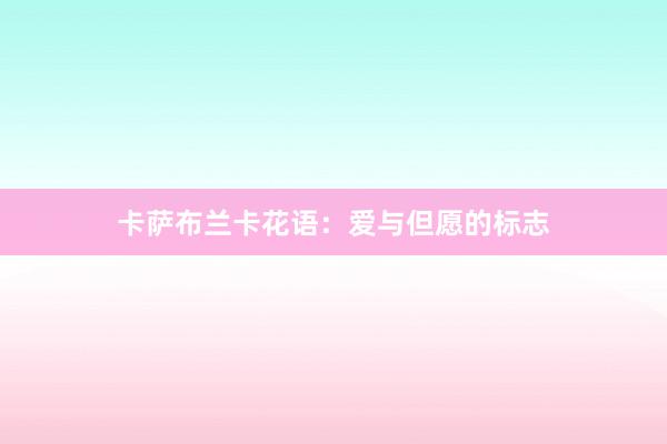 卡萨布兰卡花语：爱与但愿的标志